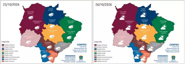 MS terá calor acima de 40°C antes de chuva e frio de 14°C MS terá calor acima de 40°C antes de chuva e frio de 14°C